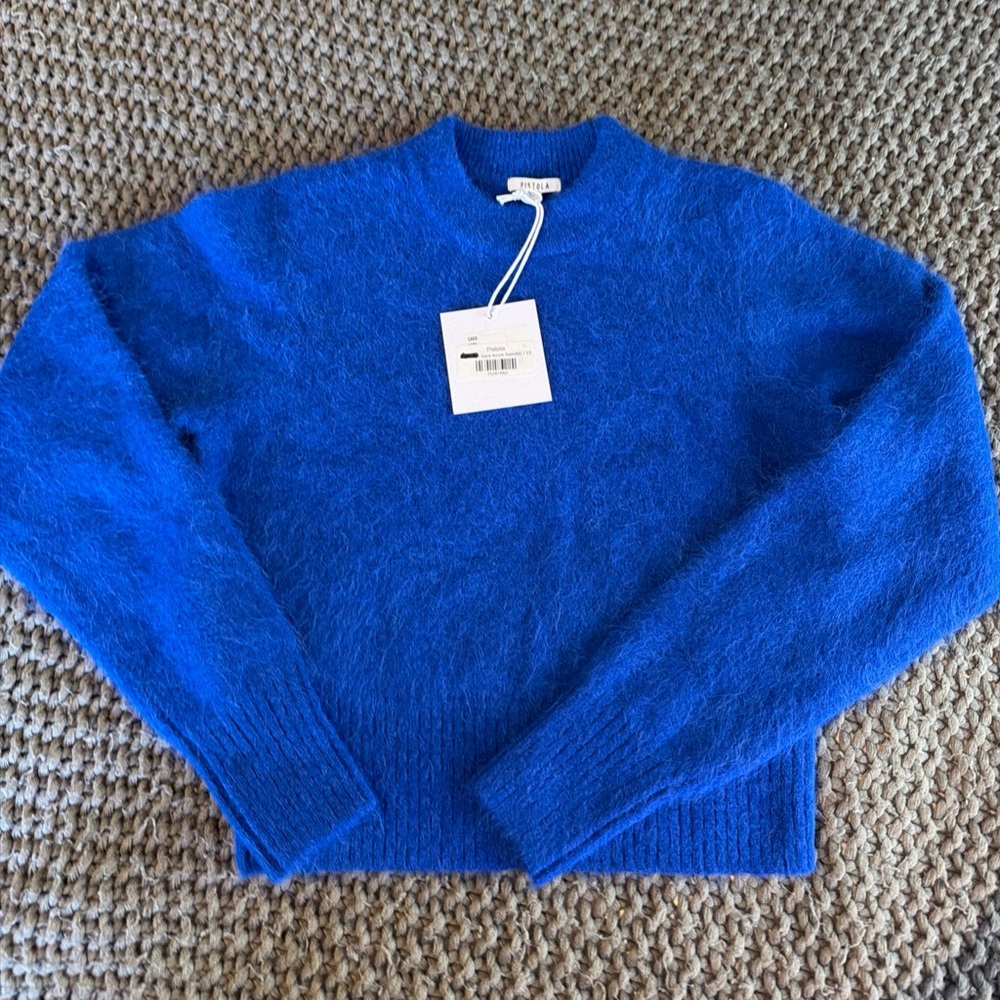 pistola Royal Blue Fuzzy Crewneck Sweater